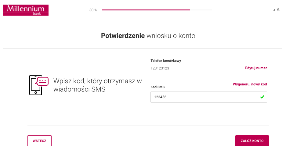 Jak założyć konto w Milennium - Krok 5.