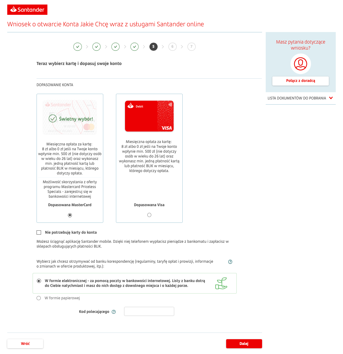 Jak założyć konto w Santander - Krok 5.